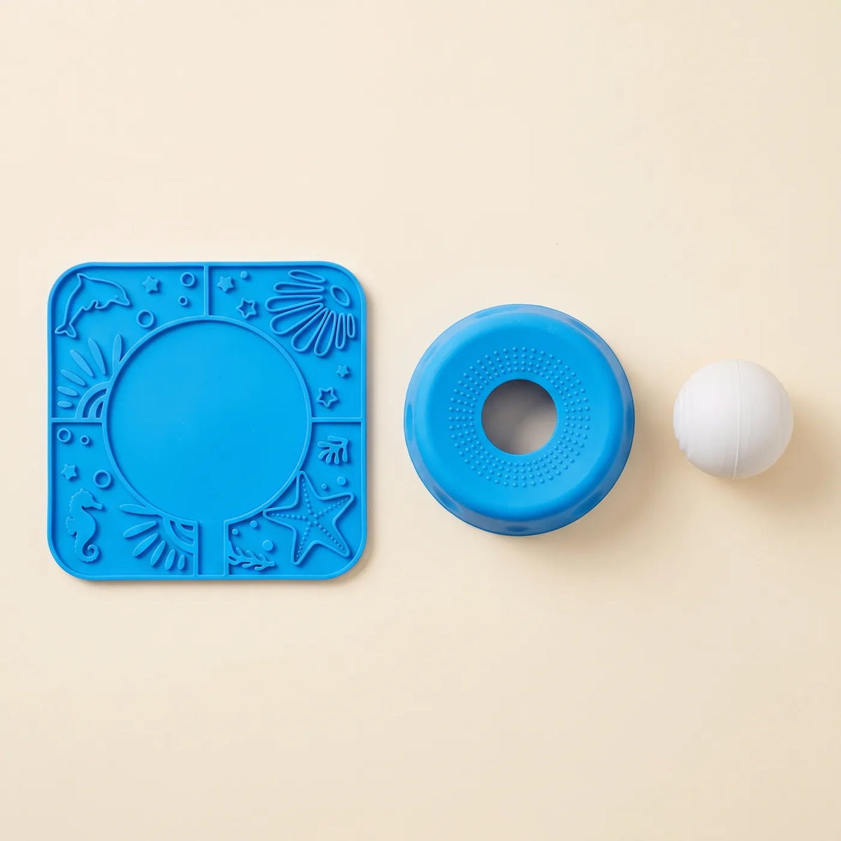 Tray, dome, ball and feeder bowl